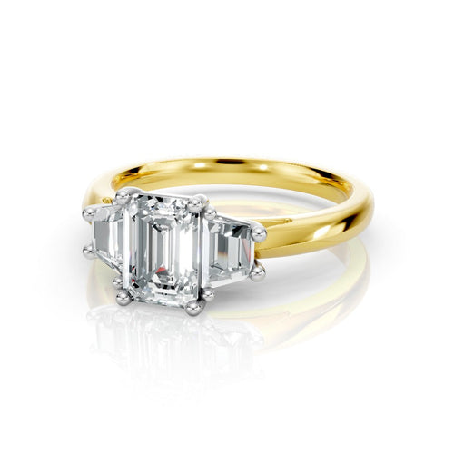 Bespoke Emerald Cut Diamond Trilogy Ring