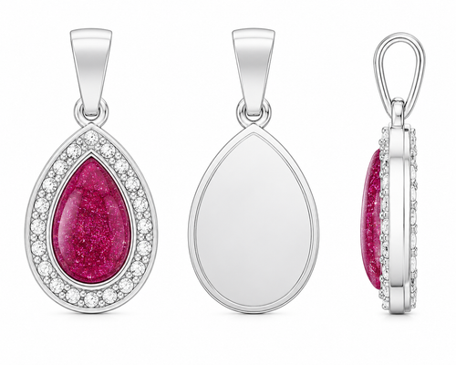 Sterling Silver Ashes Pear CZ Memorial Pendant