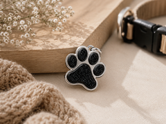 9ct White Gold Ashes Paw Print Memorial Pendant