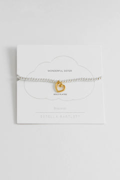 Estella Bartlett "Wonderful Sister" Doodle Heart Bracelet