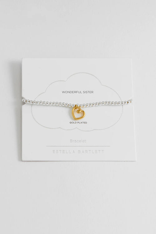 Estella Bartlett "Wonderful Sister" Doodle Heart Bracelet