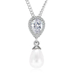 Celeste Pear Pearl & Crystal Halo Bridal Necklace