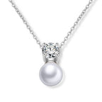 Nevya Pearl & Solitaire Crystal Bridal Necklace