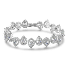 Jocosa Pear Halo Crystal Bridal Bracelet