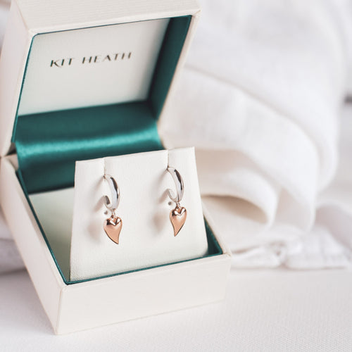 Kit Heath Desire Kiss Blush Mini Heart Hoop Drop Earrings