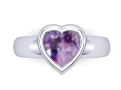 9ct White Gold Ashes Heart Memorial Ring