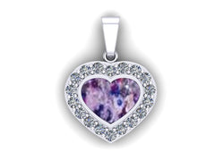 Sterling Silver Ashes Heart CZ Memorial Pendant