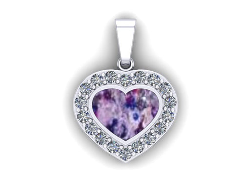 Sterling Silver Ashes Heart CZ Memorial Pendant