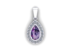 9ct White Gold Ashes Pear CZ Memorial Pendant
