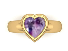 9ct Yellow Gold Ashes Heart Memorial Ring
