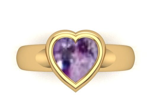 9ct Yellow Gold Ashes Heart Memorial Ring