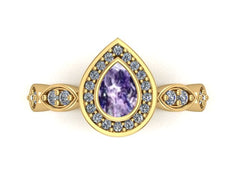 9ct Yellow Gold Ashes and Cubic Zirconium Memorial Ring