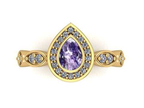 9ct Yellow Gold Ashes and Cubic Zirconium Memorial Ring