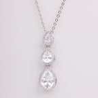 Hadley Triple Halo Teardrops Crystal Bridal Pendant Necklace