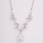 Ivy Floral Teardrop Crystal Bridal Necklace