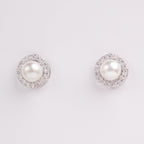 Odette Pearl & Crystal Halo Bridal Stud Earrings