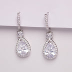 Adina Tear Drop Halo & Princess Crystal Bridal Earrings
