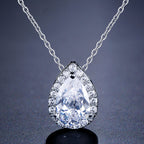 Isla Tear Drop Halo Crystal Bridal Necklace
