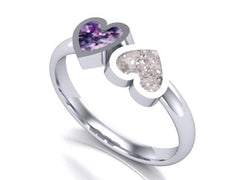 Sterling Silver Ashes Dual Heart Memorial Ring