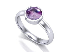 9ct White Gold Ashes Round Memorial Ring