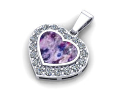 9ct White Gold Ashes Heart CZ Memorial Pendant