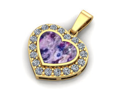9ct Yellow Gold Ashes Heart CZ Memorial Pendant