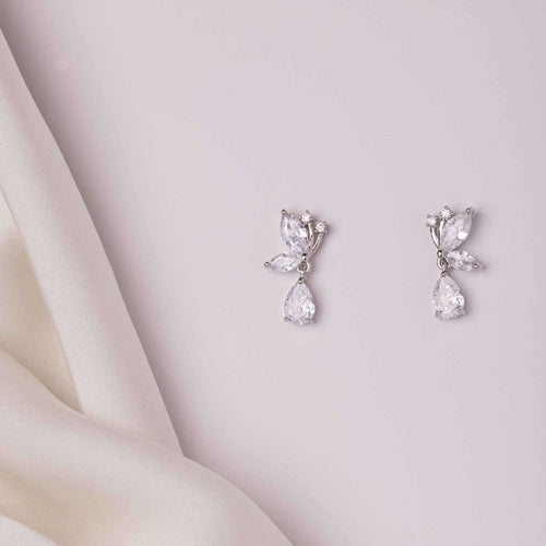 Fleur Butterfly & Tear Drop Crystal Bridal Earrings