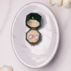 Ophelia Square Halo Crystal Bridal Stud Earrings