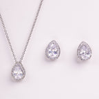 Isla Teardrop Halo Crystal Stud Earrings & Necklace Set