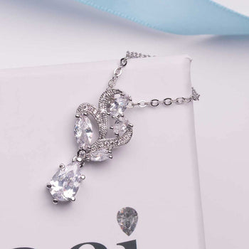 Adeline Tear Drop & Marquise Crystal Bridal Necklace