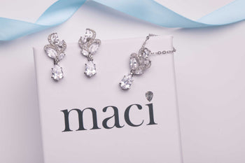 Adeline Tear Drop & Marquise Crystal Bridal Necklace