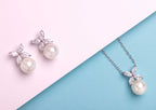 Etta Pearl & Floral Marquise Crystal Stud Earrings and Necklace Set