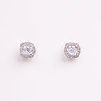 Ophelia Square Halo Crystal Bridal Stud Earrings