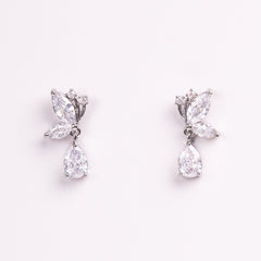 Fleur Butterfly & Tear Drop Crystal Bridal Earrings