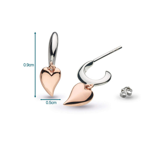 Kit Heath Desire Kiss Blush Mini Heart Hoop Drop Earrings