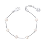 D for Diamond Pearl Station Bracelet with Diamond