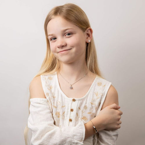 D for Diamond Pink Spinning Flower Necklace