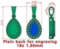 Sterling Silver Ashes Pear CZ Memorial Pendant