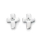 D for Diamond Cross Stud Earrings with Diamond