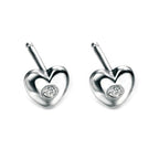D for Diamond Heart Stud Earrings with Diamond