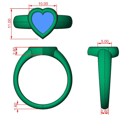 9ct Yellow Gold Ashes Heart Memorial Ring