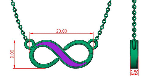 9ct White Gold Ashes Infinity Necklace.