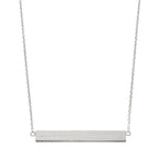 Silver Satin Finish Horizontal Engravable Bar Necklace