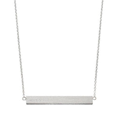 Silver Satin Finish Horizontal Engravable Bar Necklace