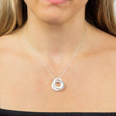 Sterling Silver Engravable Triple Interlinked Circles Necklace