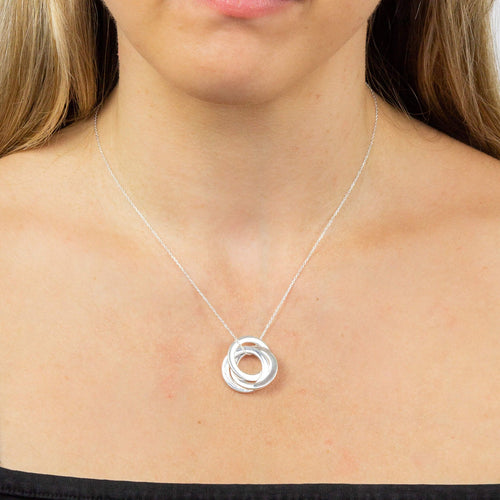 Sterling Silver Engravable Triple Interlinked Circles Necklace