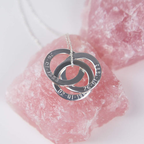 Sterling Silver Engravable Triple Interlinked Circles Necklace