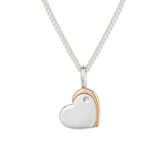 Sterling Silver Diamond Love Heart Engravable Necklace