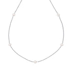 D for Diamond Pearl Station Necklace with Diamond
