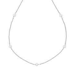 D for Diamond Pearl Station Necklace with Diamond